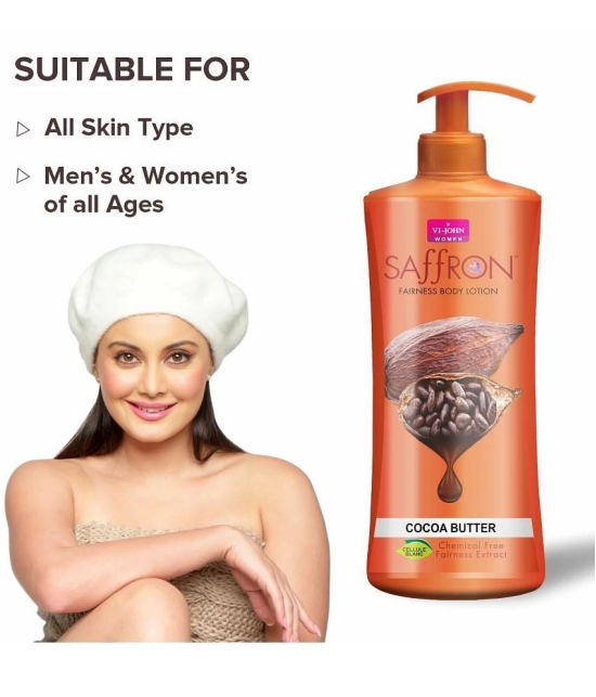 VI-JOHN Saffron Fairness Body Lotion Cocoa Butter 400ml & Aloevera 250ml Pack of 2