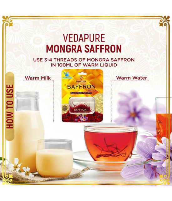 Vedapure Mongra Saffron/Kesar/Zafran/Keshar/Jafran Premium AAA Grade for Pregnant Women, Babies, Beauty, Cooking- 1gm (Pack of 1)