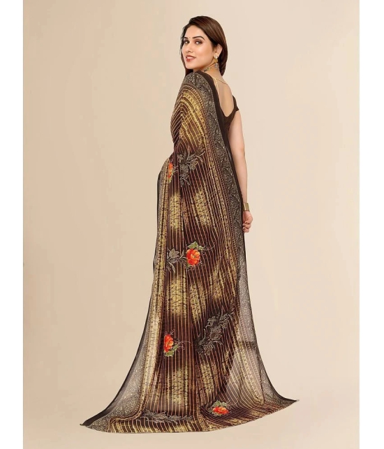 ANAND SAREES Georgette Printed Saree With Blouse Piece - Brown ( Pack of 1 ) - Brown