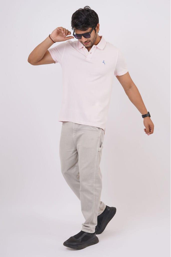 Men's Lt.Pink Embroidery Polo T-Shirt