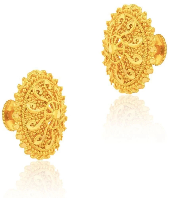 LUV FASHION Golden Stud Earrings ( Pack of 1 ) - Golden