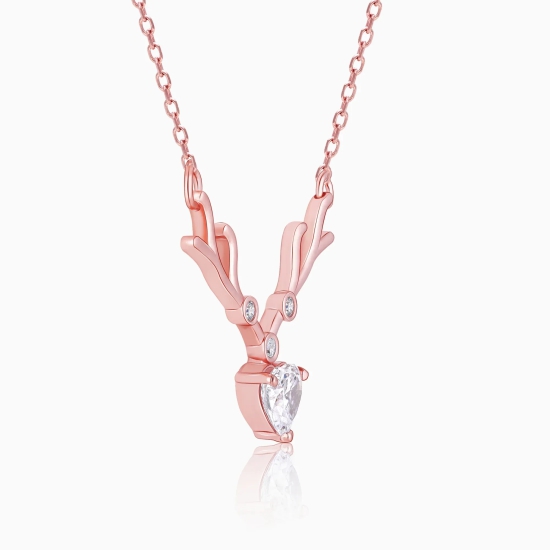 Rose Gold Deer Heart Necklace