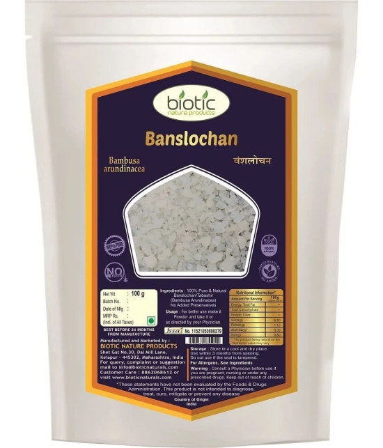 Biotic Banslochan Tabasheer Original (Bambusa Arundinaces) Tabashir 200 gm