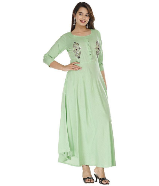 JC4U Rayon Green A- line Dress - Single - L