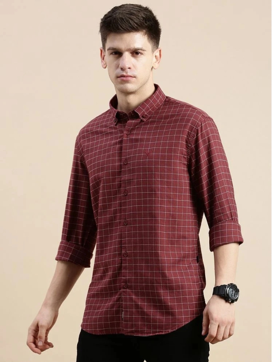 Showoff Cotton Blend Regular Fit Checks Full Sleeves Mens Casual Shirt - Maroon ( Pack of 1 ) - None