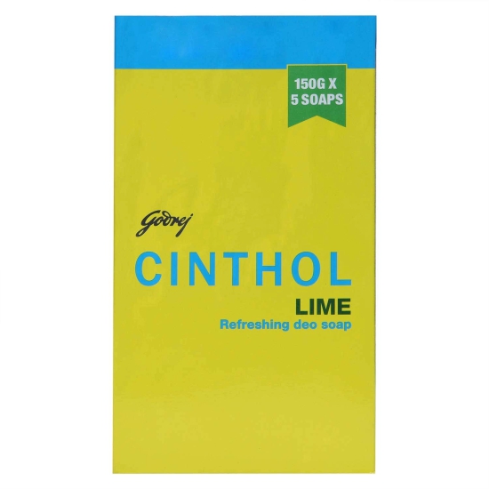 Cinthol Bathing Bar, Lime, 150g (Pack of 5)