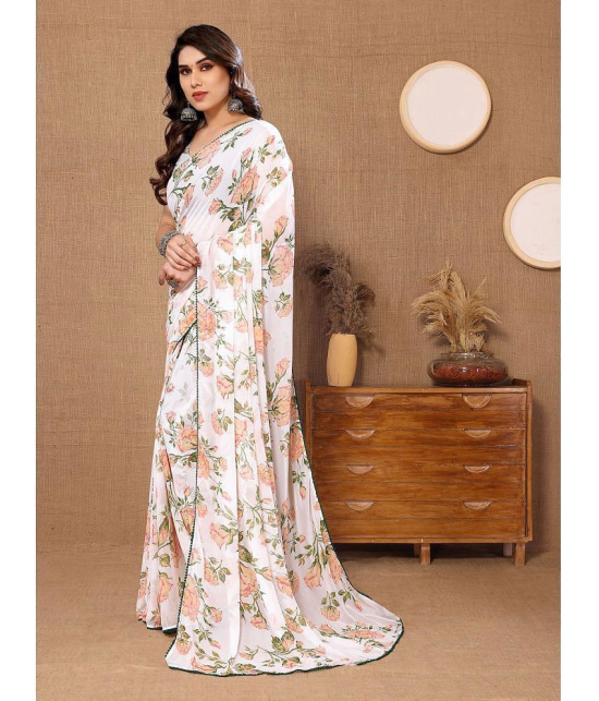 Rangita Georgette Printed Saree With Blouse Piece - White ( Pack of 1 ) - White