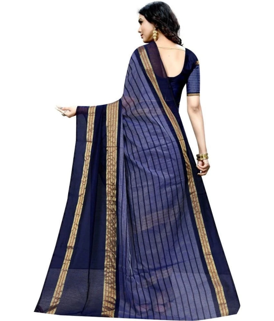 Saadhvi Cotton Silk Printed Saree With Blouse Piece - Blue ( Pack of 1 ) - Blue