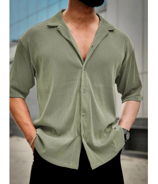 clafoutis Polyester Regular Fit Self Design Half Sleeves Men's Casual Shirt - Sea Green ( Pack of 1 ) - None