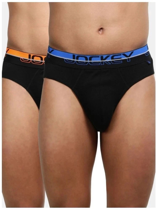 Jockey FP02 Men Super Combed Cotton Rib Solid Brief with Ultrasoft Waistband - Black (Pack of 2) - None