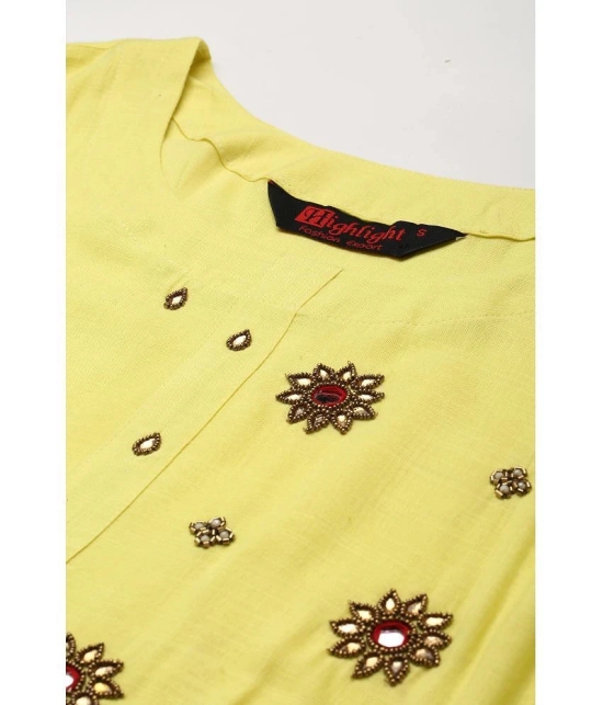 HIGHLIGHT FASHION EXPORT - Yellow Rayon Womens Straight Kurti - XL