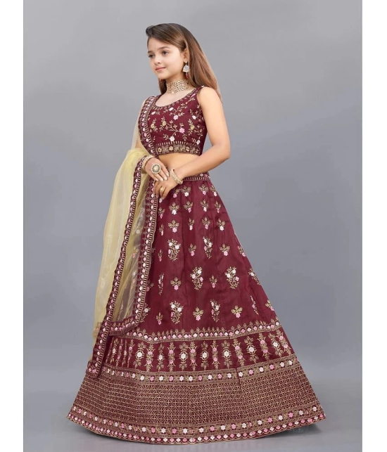 Apnisha Maroon Silk Girls Lehenga Choli Set ( Pack of 1 ) - None