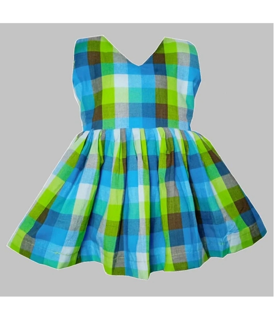 harshvardhanmart.com - Bright Green Cotton Girls Fit And Flare Dress ( Pack of 1 ) - None