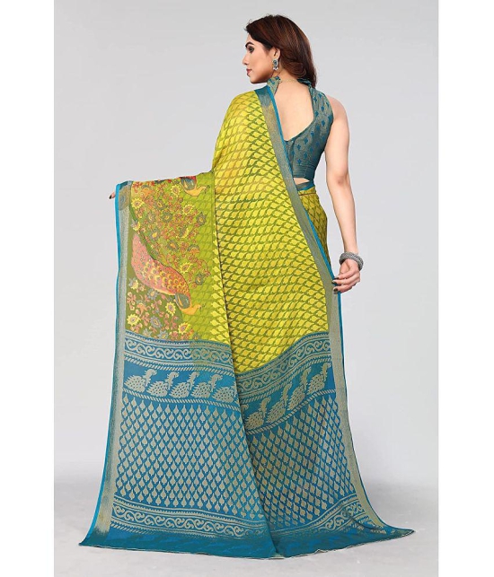 Bhuwal Fashion - Green Brasso Saree With Blouse Piece ( Pack of 1 ) - Green