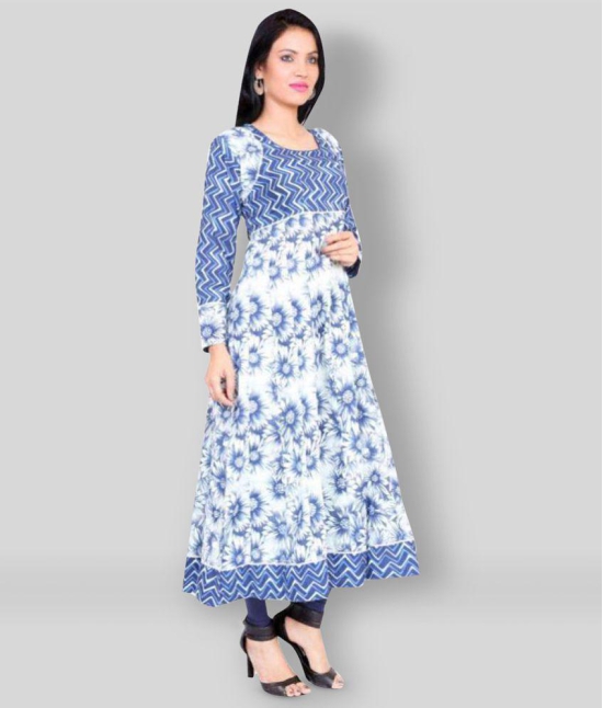 Divena - Blue Cotton Womens Flared Kurti - None