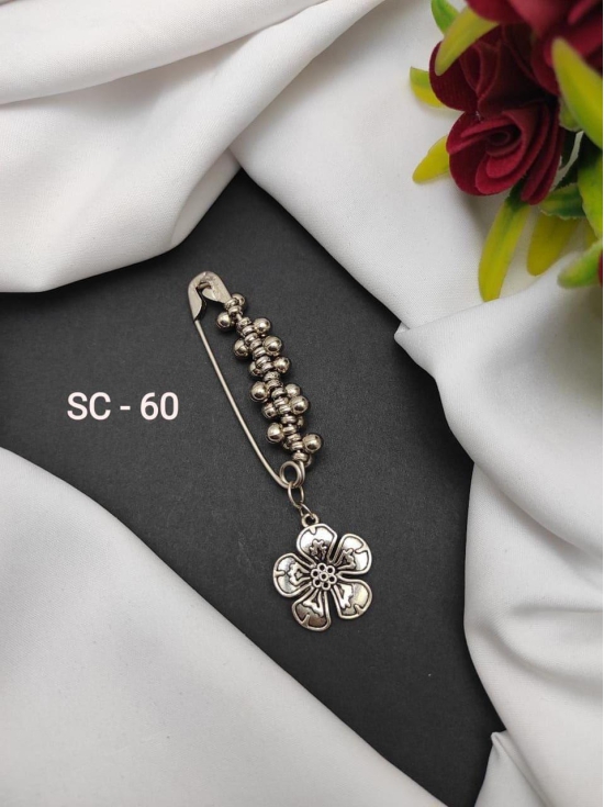 Silver Saree Pin For Women (1flower)