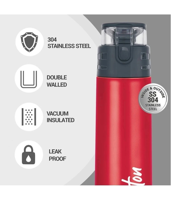 Milton Atlantis 400 Thermosteel Insulated Water Bottle, 350 ml, Red | Hot and Cold | Leak Proof | Office Bottle | Sports | Home | Kitchen | Hiking | Treking | Travel | Easy To Carry | Rust P