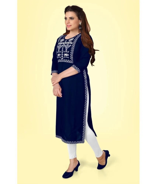 Kapadia - Navy Rayon Womens Straight Kurti ( Pack of 1 ) - None