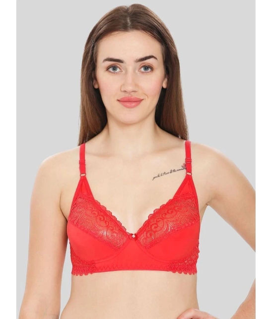 ILRASO Pack of 1 Lace Non Padded Womens T-Shirt Bra ( Red ) - None