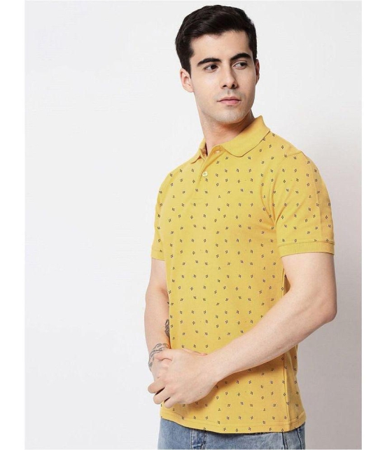 ADORATE Cotton Blend Regular Fit Printed Half Sleeves Mens Polo T Shirt - Mustard ( Pack of 1 ) - None