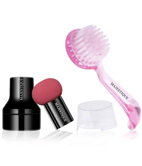 Majestique Mushroom Head Sponge With Facial Cleansing Brush Powder Puff For Dualuse Dry & Wet