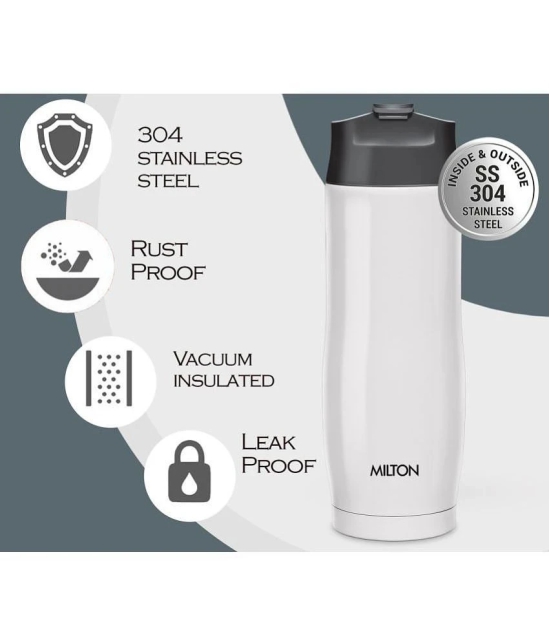 Milton Thermosteel Revive Insulated Hot and Cold Water Bottle, White, 480 mL - White