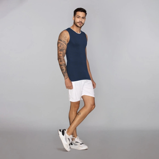 Activo Combed Cotton Gym Vest Estate Blue XXL