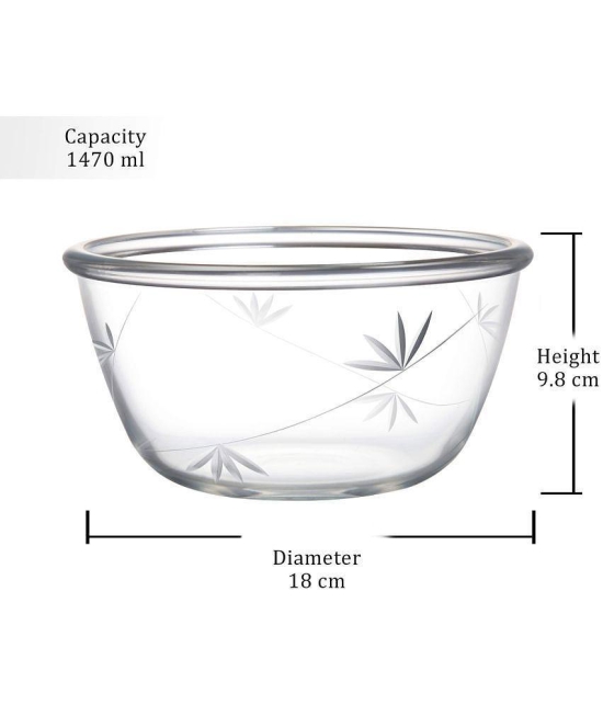 Treo By Milton 1500 Handcrafted Designer Bowl, 1470 ml, Floral | Microwave Safe | Oven Safe | Dishwasher Safe | Freezer Safe | Food Grade | Serving | Salad - Transparent