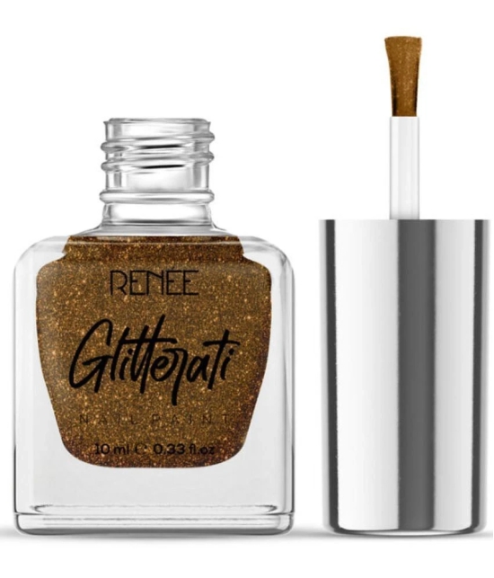 RENEE Glitterati Nail Paint - Copper Blaze, Quick Drying, Glittery Finish, Long Lasting, 10 Ml