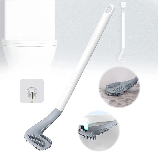 Uttamrobotics Toilet Brush- Wall-Mounted Long-Handled Golf Head Toilet Brush with Hook