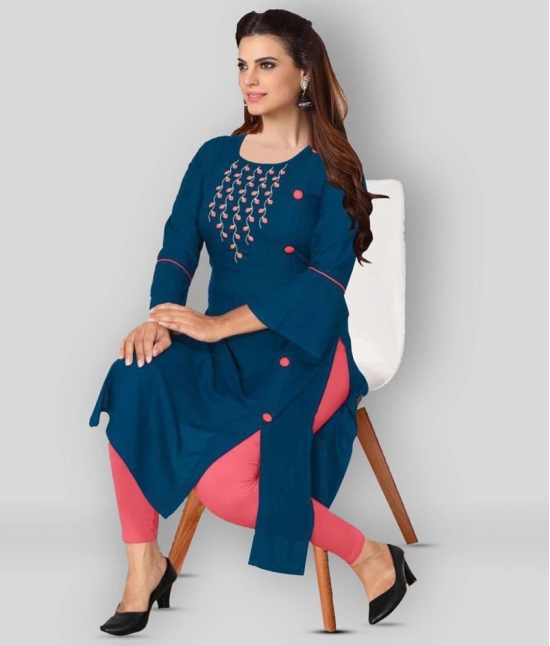 Kapadia - Blue Rayon Womens Straight Kurti ( Pack of 1 ) - M