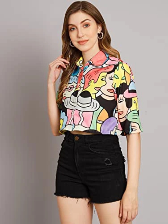 FUNDAY FASHION Women Regular Wear Boxy Fit Crop Printed Casual Shirt/Regular Fit Top