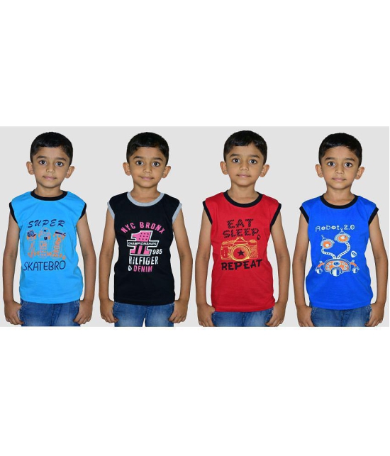 Soft Apparels - Multi Color Cotton Boy's T-Shirt ( Pack of 4 ) - None