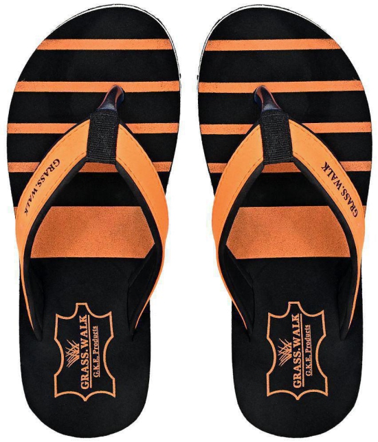 GRASS WALK - Orange Men's Thong Flip Flop - None