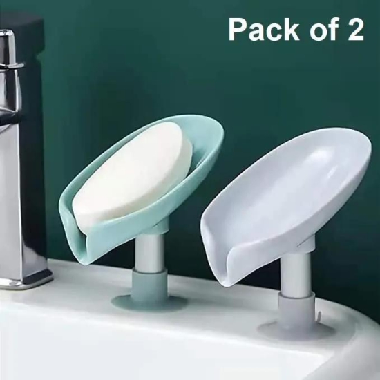 Soap Holder-Leaf Shaped Soap Box Soap Holder for Kitchen & Bathroom Plastic Soap Bar Holder ,Soap Case Buy 1 Get 1-Free Size