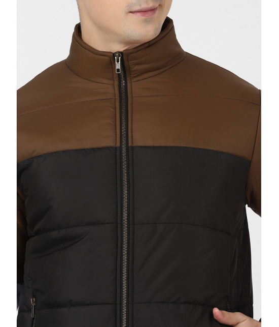 UrbanMark Men Black Regular Fit Men Quilted Black & Brown Puffer Jacket - None