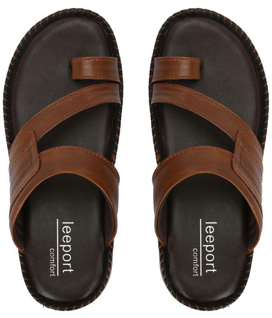 Leeport - Tan Mens Toe covered Flip Flop - None