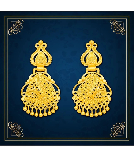 LUV FASHION Golden Drop Earrings ( Pack of 1 ) - Golden