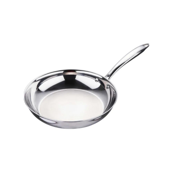 Bergner Argent Tri-Ply Fry Pan | Gas & Induction Compatible | Silver 24 cm