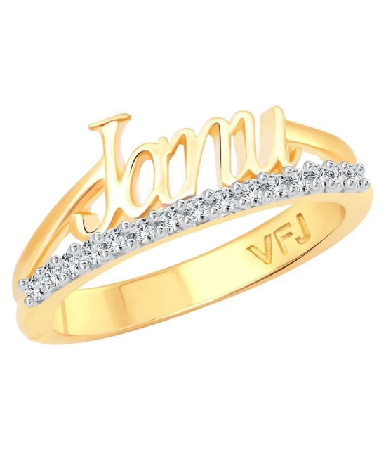 Vighnaharta Romantic Word JANU CZ Gold and Rhodium Plated Alloy Ring for Women and Girls - [VFJ1267FRG16] - None