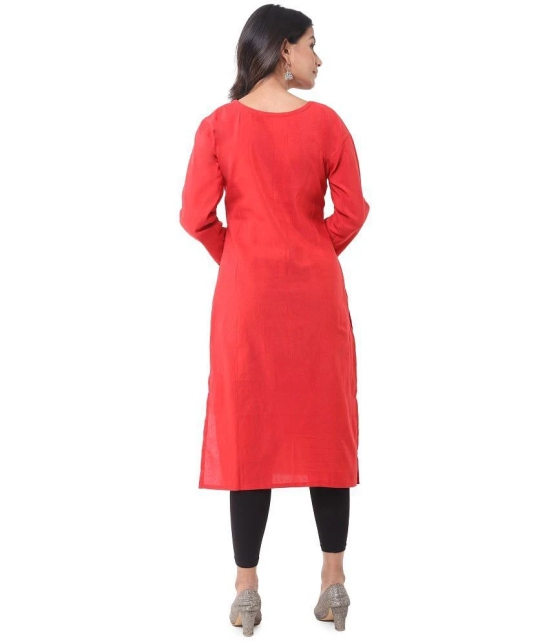 DESHBANDHU DBK - Red Cotton Womens Straight Kurti - None