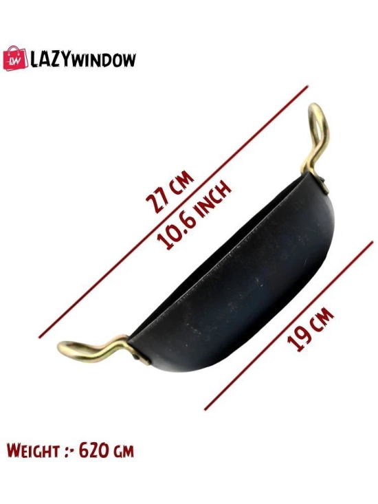 LAZYWINDOW Iron Non coated Deep Kadhai 2 mm ( 1 ) L - Black