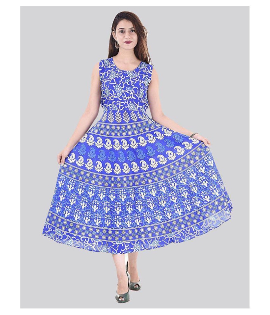 Rangun Cotton Blue A- line Dress - XL