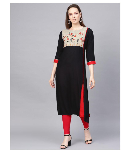 KSUT Black Viscose Straight Kurti - M