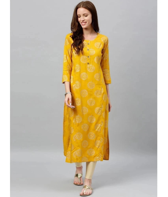 KIPEK - Mustard Rayon Womens Straight Kurti ( Pack of 1 ) - None