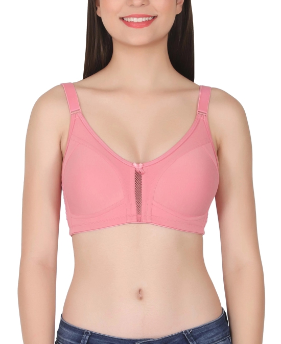 LacyLuxe Women Wirefree Seamless Non Padded Full Coverage Bra-32C / Peach / Cotton Spandex