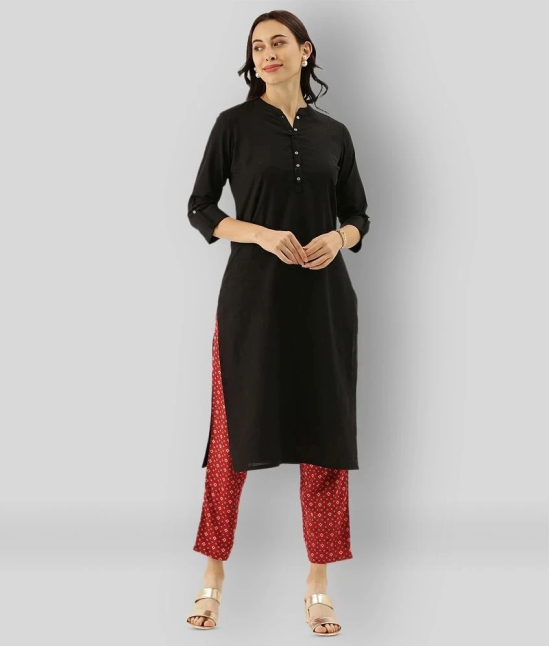 Divena - Black Cotton Womens Straight Kurti - XL