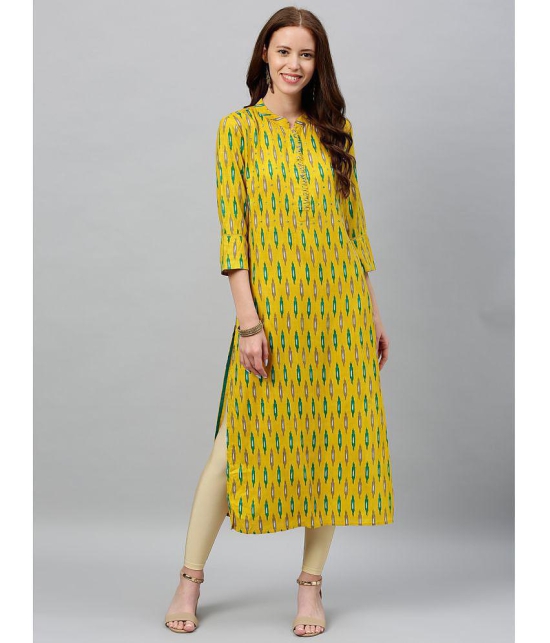 KIPEK - Mustard Rayon Womens Straight Kurti ( Pack of 1 ) - None