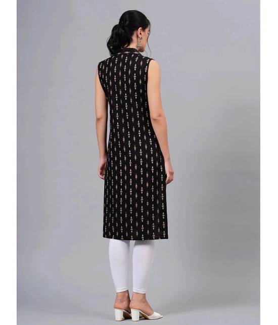 JC4U Rayon Printed Straight Womens Kurti - Black ( Pack of 1 ) - None