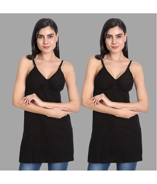 AIMLY Cotton Camisoles - Black Pack of 2 - None